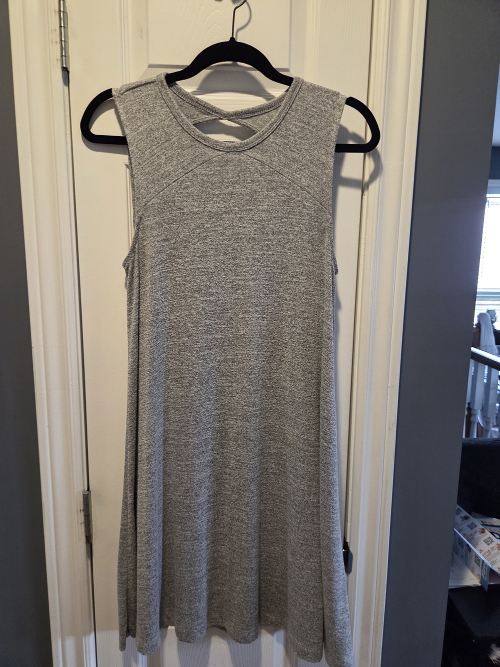 Sleeveless Gray Knit Swing Dress - Casual Comfort